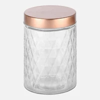 JS GOURMET Diamond Contenant en verre embossé - 1,3 L