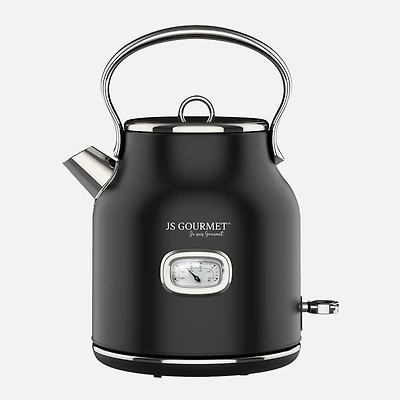 JS GOURMET Retro Electric Stainless Steel Kettle - Black Matte