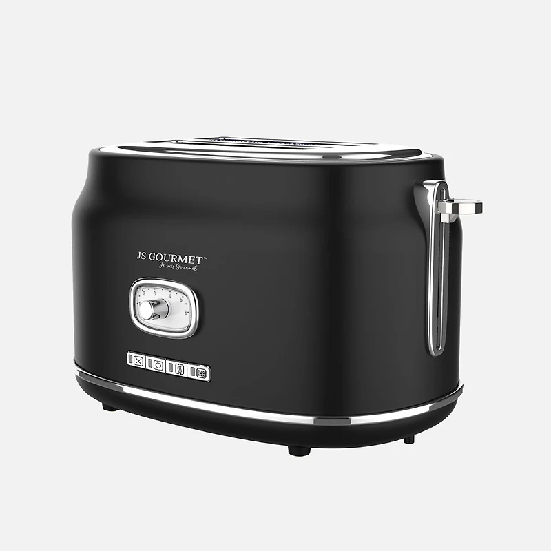 JS GOURMET Retro 2-Slice Toaster - Black Matte