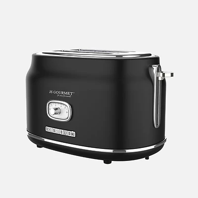 JS GOURMET Retro 2-Slice Toaster - Black Matte
