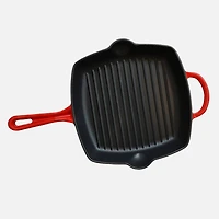 JS GOURMET Enamelled Cast Iron Grilling Pan Cherry Red 27cm