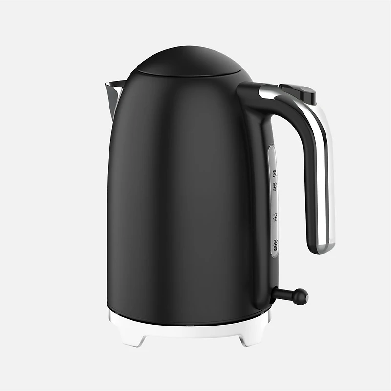 JS GOURMET Veraroma Bouilloire électrique mince en acier inoxydable - noir, 1,7 L 