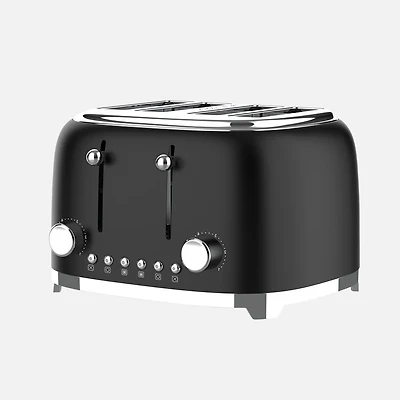 JS GOURMET Veraroma Retro Toaster 4-Extra-Wide Slots - Black