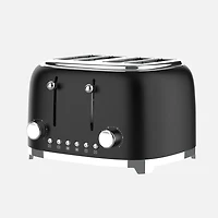 JS GOURMET Veraroma Retro Toaster 4-Extra-Wide Slots - Black