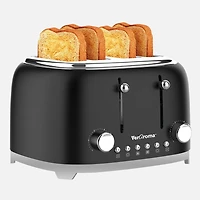 JS GOURMET Veraroma Retro Toaster 4-Extra-Wide Slots - Black