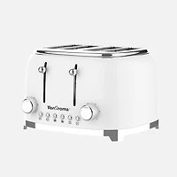 JS GOURMET VerAroma Retro 4-Extra-Wide Slots Toaster - White