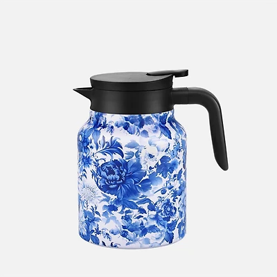 JS GOURMET Thermos à thé floral bleu vintage - 1,5L 