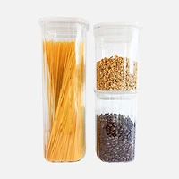 JS GOURMET Ribbed High Borosilicate Glass Storage Containers, Set of 3