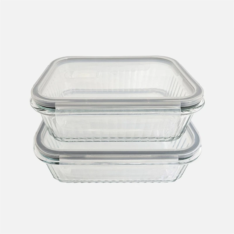 JS GOURMET Contenants alimentaires en verre avec couvercles ventilés, ensemble de 2