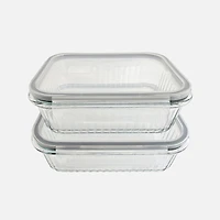 JS GOURMET Contenants alimentaires en verre avec couvercles ventilés, ensemble de 2 