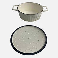 JS GOURMET Faitout en fonte design cannelé - crème meringuée, 5,2L 