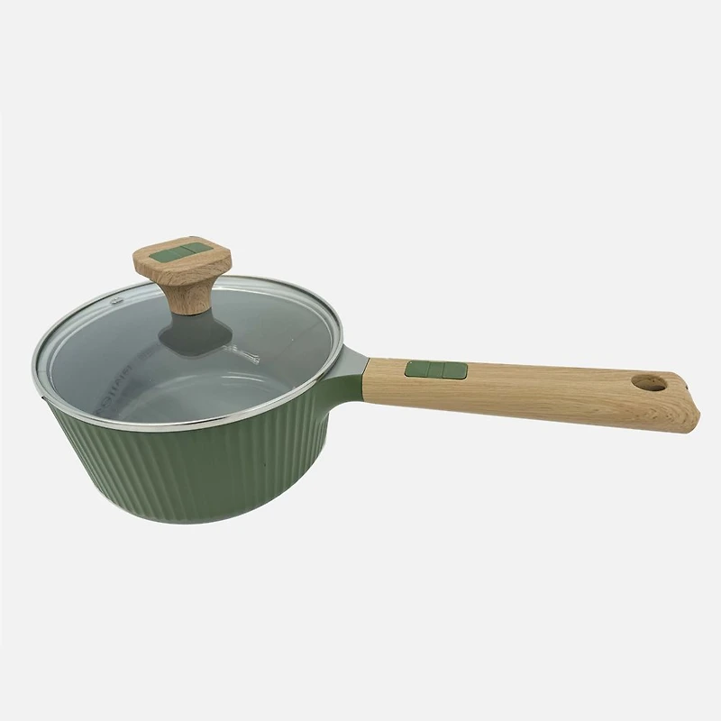 JS GOURMET  VerAroma Casserole antiadhésive en céramique d'aluminium moulé sous pression avec un design nervuré - 18 cm