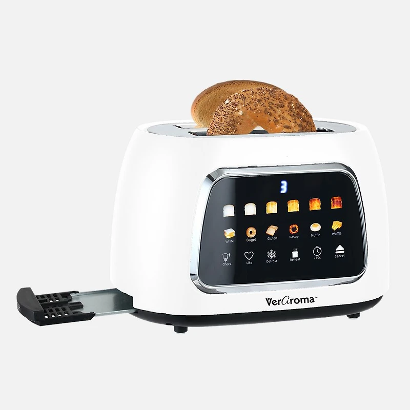 JS GOURMET Grille-pain intelligent numérique à 2 tranches larges - blanc 