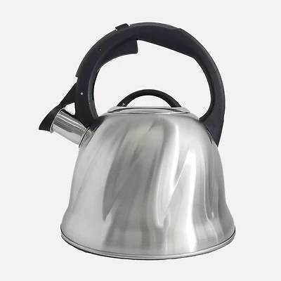 JS Gourmet Whistling Stovetop Kettle in Stainless Steel with Black Handle, 2.5L