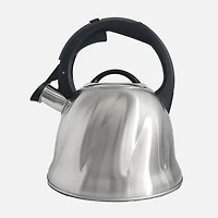 JS Gourmet Whistling Stovetop Kettle in Stainless Steel with Black Handle, 2.5L