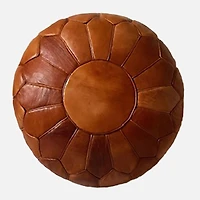 karma Leather Ottoman - Light Camel