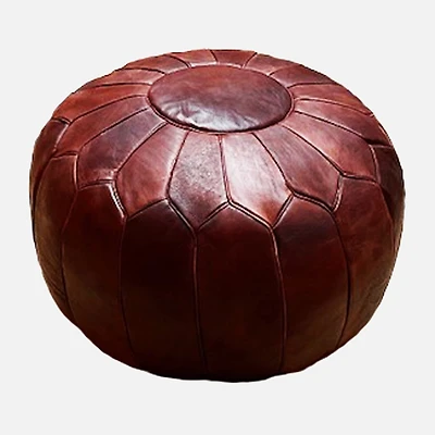 Pouf Karma en cuir - Brun