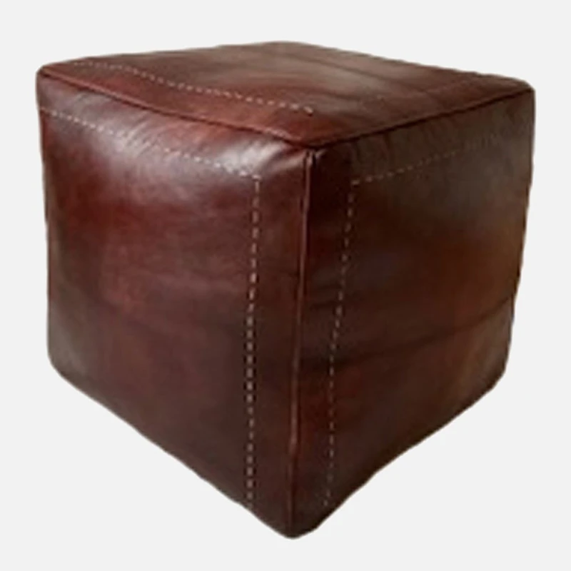 Kasbah Leather Ottoman - Brown