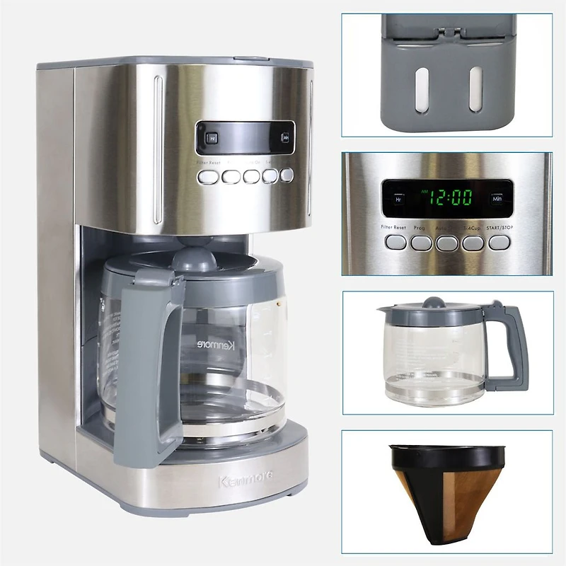 Kenmore Programmable Coffee Maker 12-Cup Gray