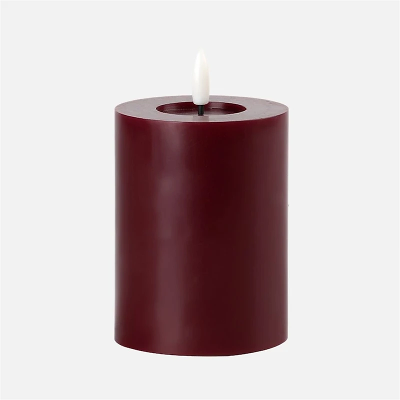 LED Pillar Candle, Wine Red