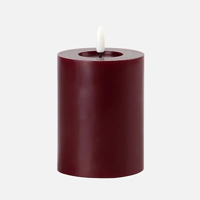 LED Pillar Candle, Wine Red