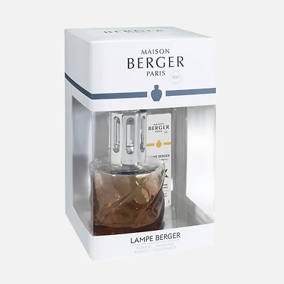 Amber Pink Glass Spirale Lamp Berger Lamp Gift Set by Maison Berger Paris - Rhubarb Radiance