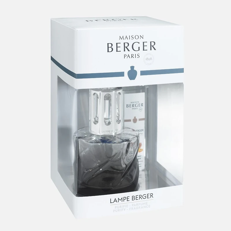 Black Glass Spirale Berger Lamp Gift Set by Maison Berger Paris - Velvet or Orient Fragrance