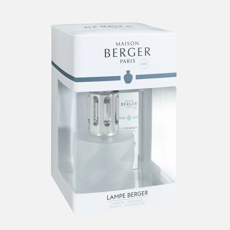 Coffret cadeau lampe Berger « Spirale » en verre givré par Maison Berger Paris -Vent d'Océan