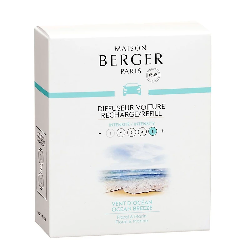 Ensemble de 2 recharges pour diffuseur voiture « Vent d'océan » par Maison Berger