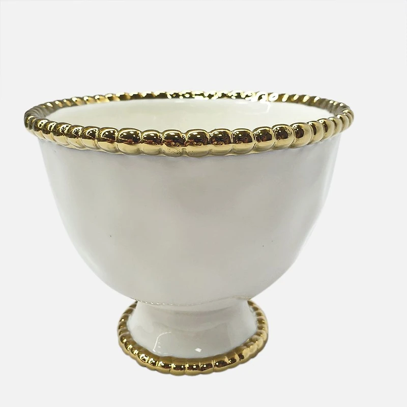 Elegance Gold Bead Round Footed Bowl