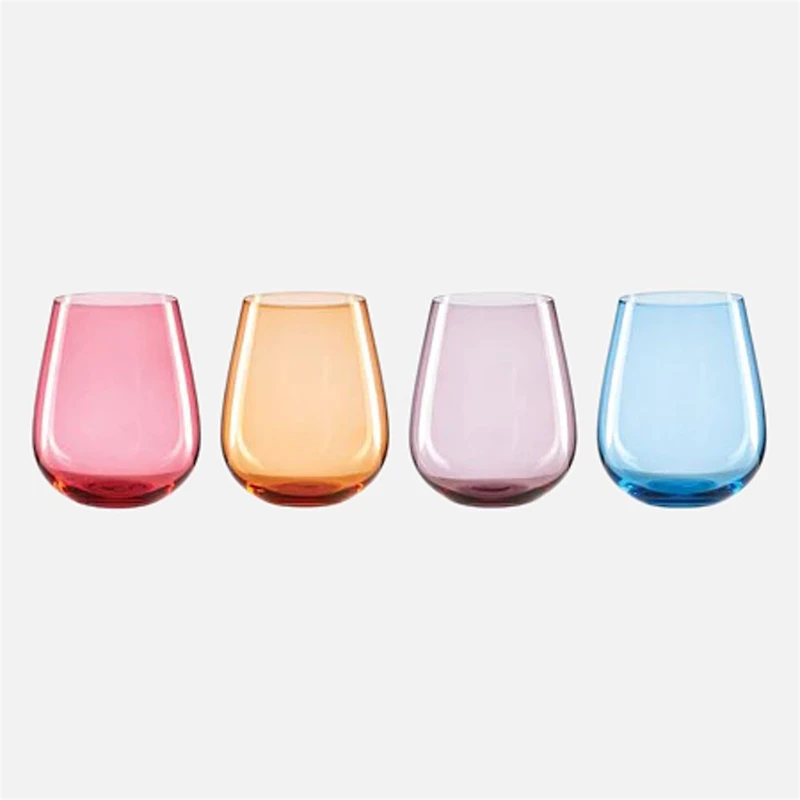 Set of 4 Coloured Stemless Glass