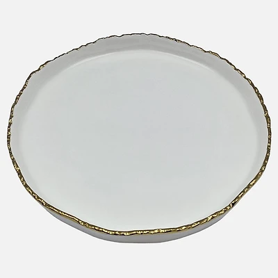 High Rim Plate With Gold Rim - 9.5"