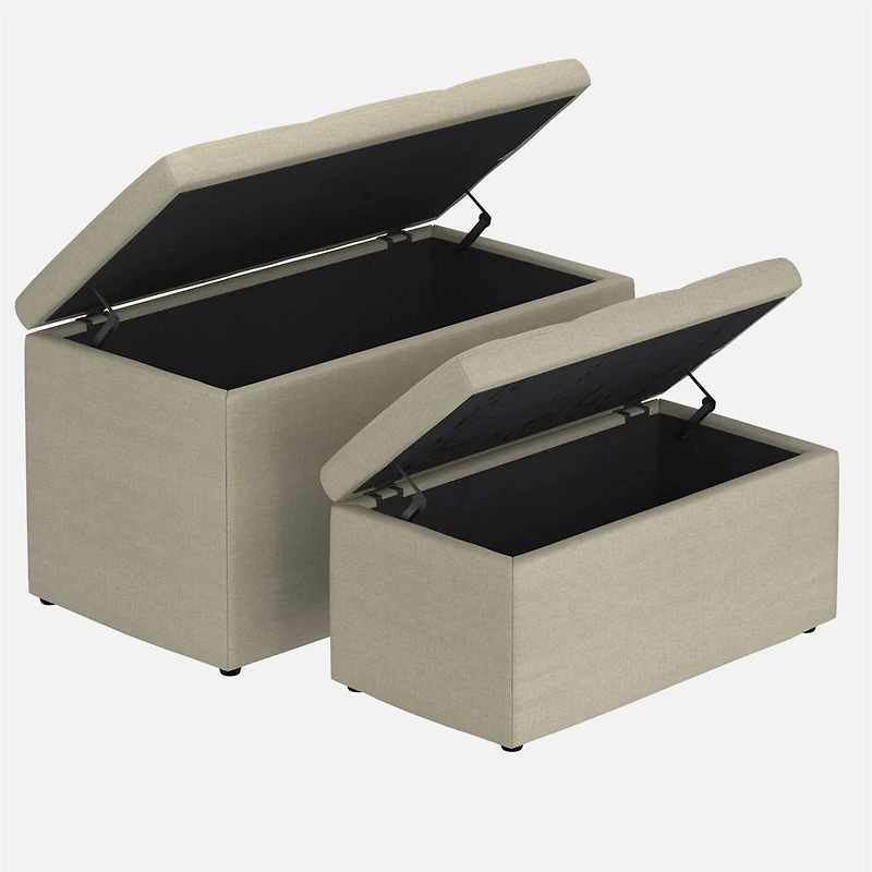 Levi Storage Ottoman, 2 Pieces - Beige