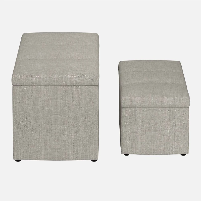 Levi Storage Ottoman, 2 Pieces  - Light Grey