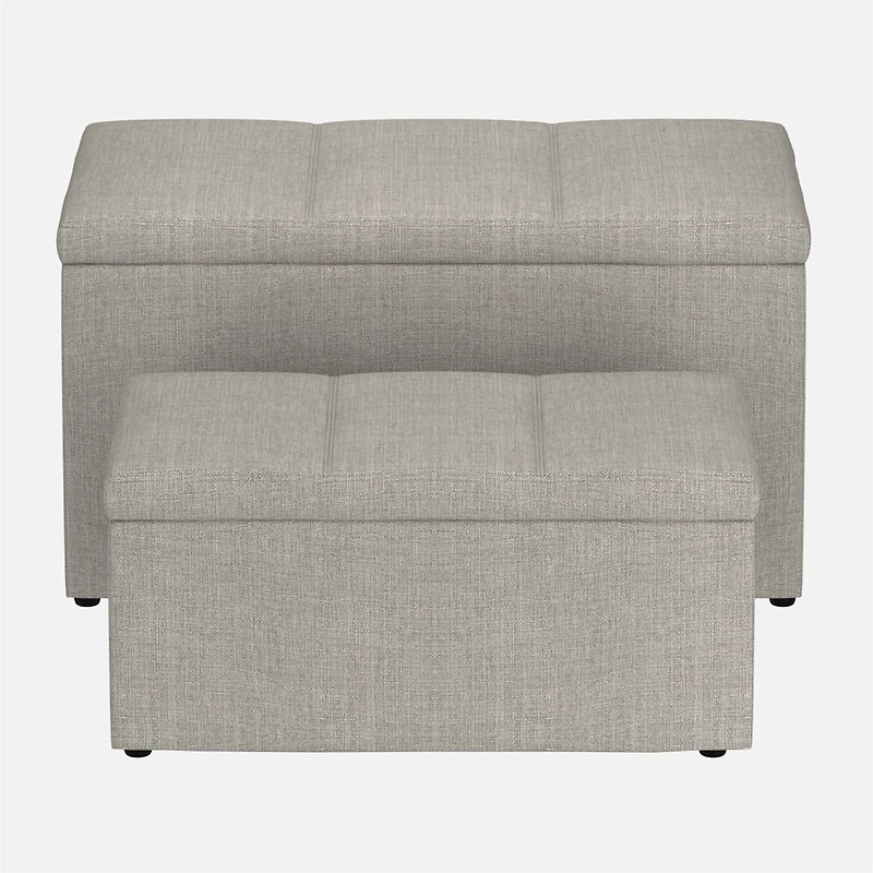 Levi Storage Ottoman, 2 Pieces  - Light Grey