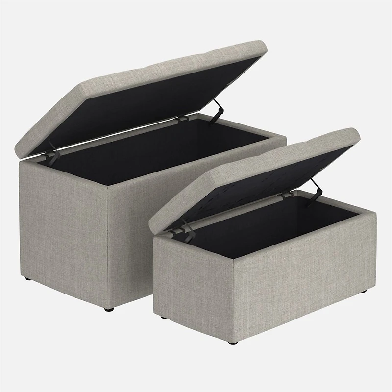 Levi Storage Ottoman, 2 Pieces  - Light Grey