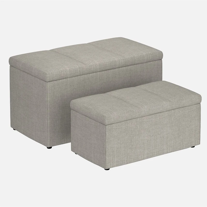 Levi Storage Ottoman, 2 Pieces  - Light Grey