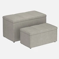 Levi Storage Ottoman, 2 Pieces  - Light Grey