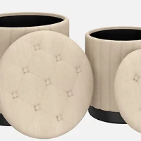 Lexi Storage Ottoman,  3 Pieces - Beige/Black