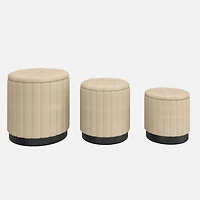 Lexi Storage Ottoman,  3 Pieces - Beige/Black