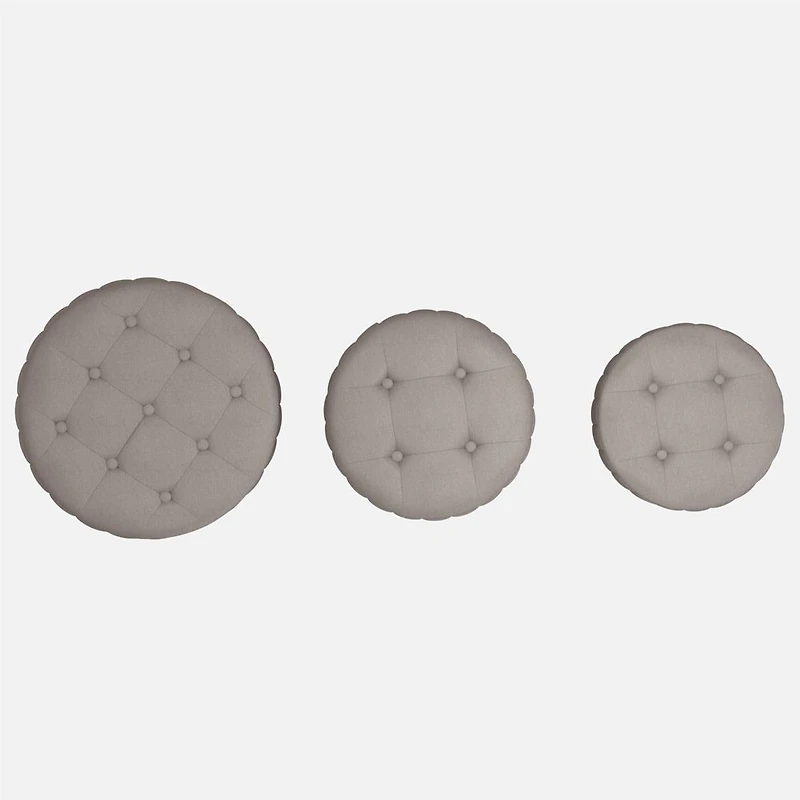 Lexi Storage Ottoman, 3 Pieces - Grey/Black