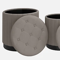 Lexi Storage Ottoman, 3 Pieces - Grey/Black
