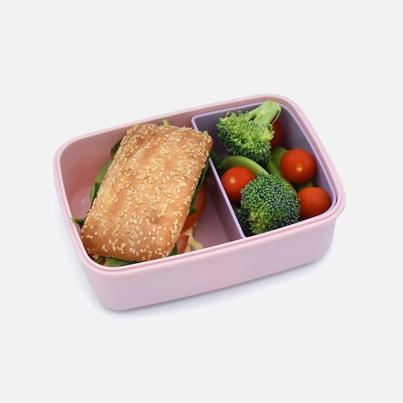 Melii Bento Box with Removable Divider, 2 Compartments - Pink/Purple/Grey