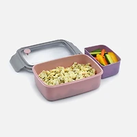 Melii Bento Box with Removable Divider, 2 Compartments - Pink/Purple/Grey