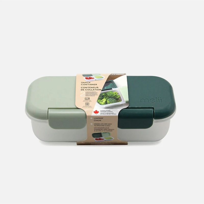 Snack Container, 2 Compartment - Sage and Cactus Fern