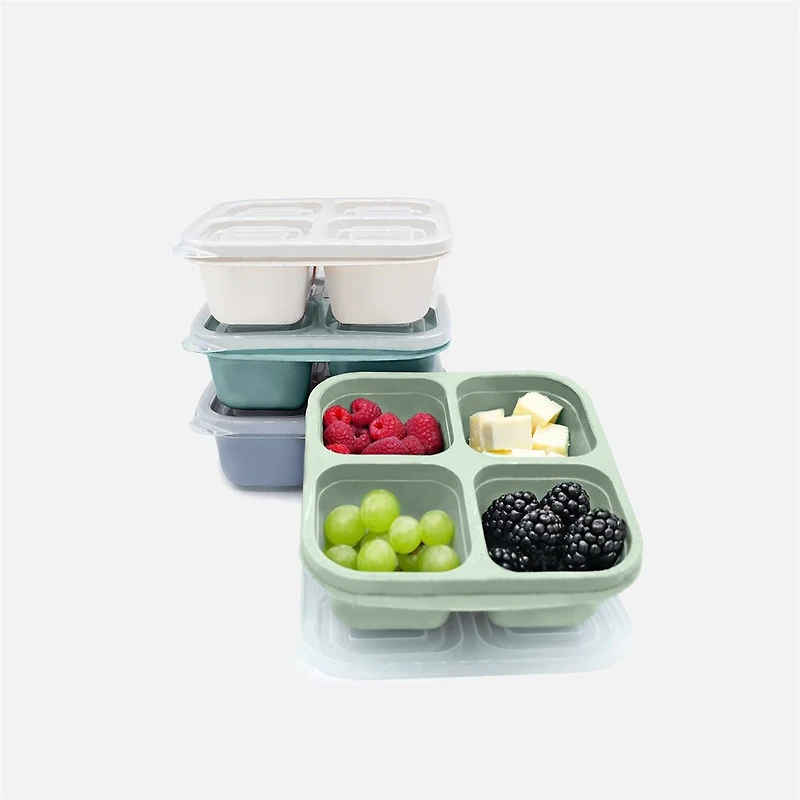 Ensemble de 4 récipients de « meal prep » à 4 compartiments