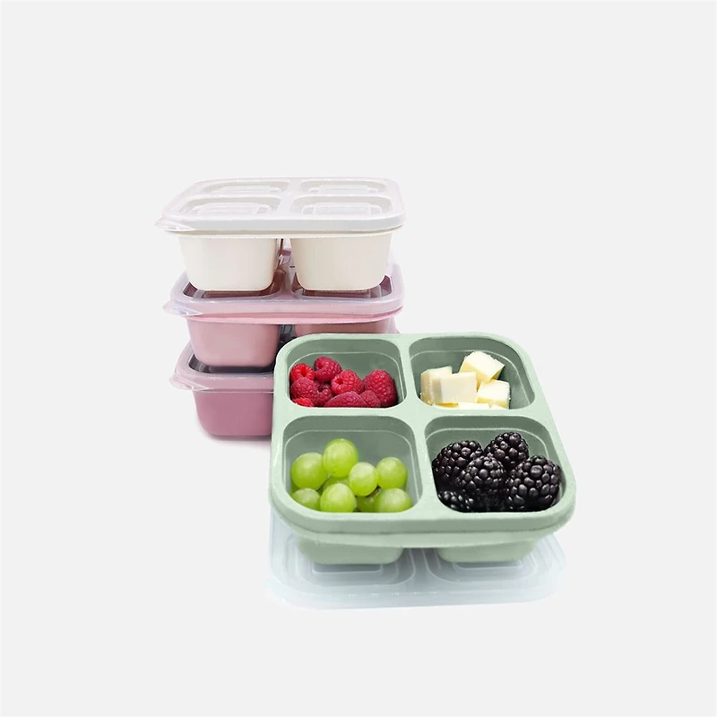 4-Compartment Meal Prep Containers, Pack of 4 - Assorted colours