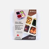 4-Compartment Meal Prep Containers, Pack of 4 - Assorted colours
