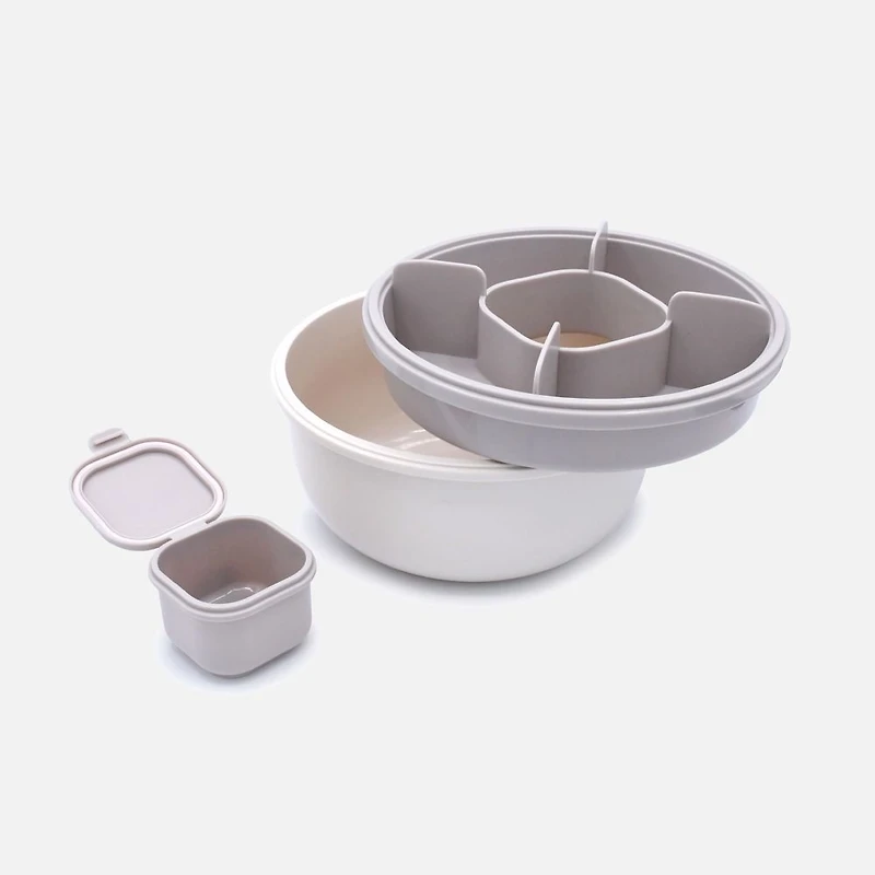 Boîte à salade Bento - Gris chaud / Ivoire