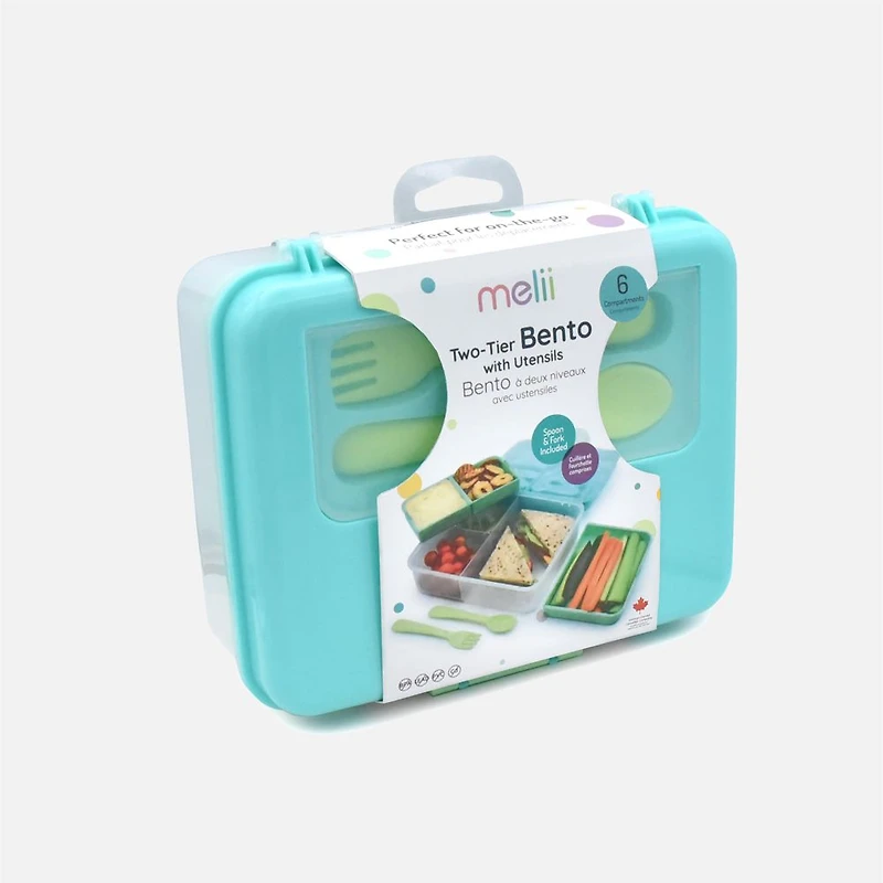 2-Tier Bento Box Blue-Mint-Lime